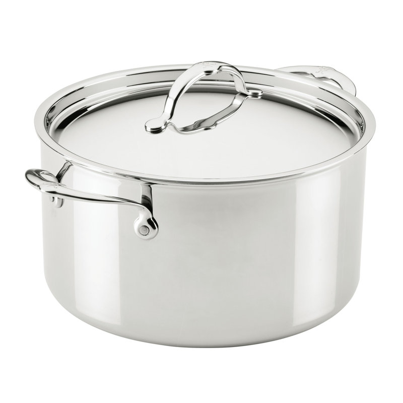 Probond® Luxe 12-quart Polished Professional Clad Stainless Steel Stock Pot With Lid