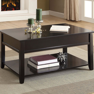 Table basse noire avec plateau relevable