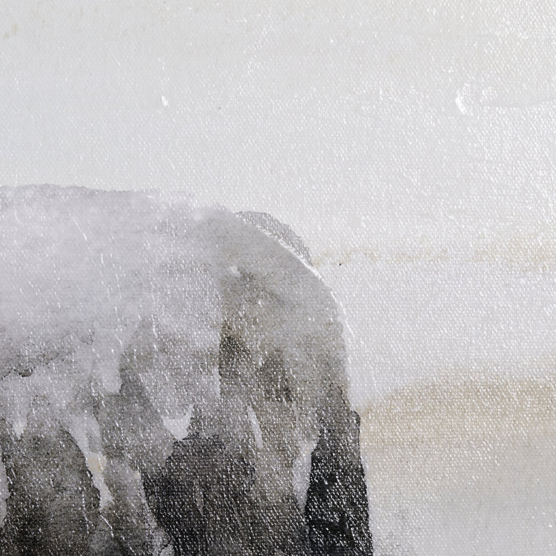 Toile texturée embellie à la main «Winter Sheeps I» par Stellar Design Studio, H 22 po x l 44 po x P 1,5 po