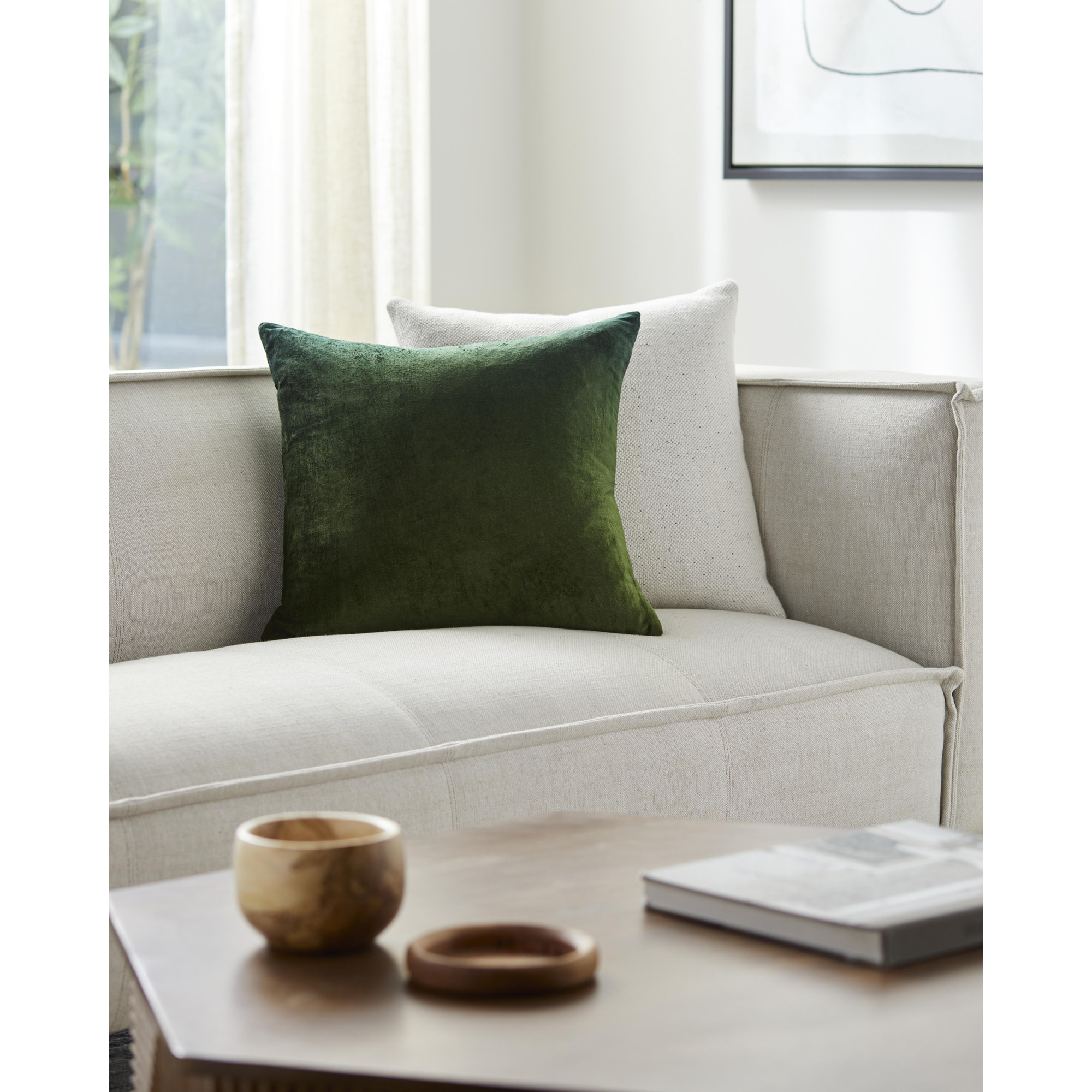 Theodosia 100% Viscose Throw Pillow, Pillow Cover Only - No Insert, Dark Green, 22" x 22"