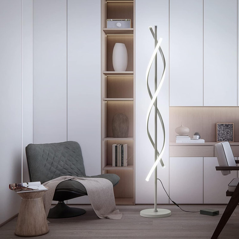 Spiral Modern Floor Lamp with Remote Control, White