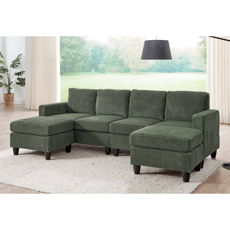 4 - Seat Corduroy Sectional With , Soft Textured Upholstery, Modular Design For Custom Arrangement, Removable And Generously Padded Cushions, 53 In Product Depth, 101 Width, 34.5 Height Seat,