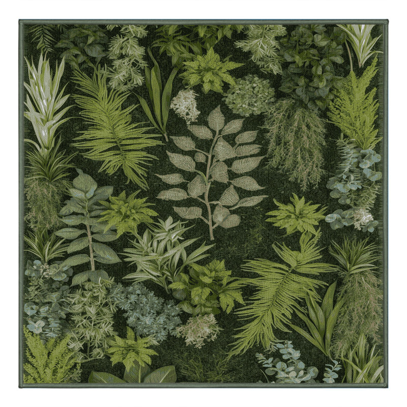 Machine Washable Nature Green Area Rug, Square 7'