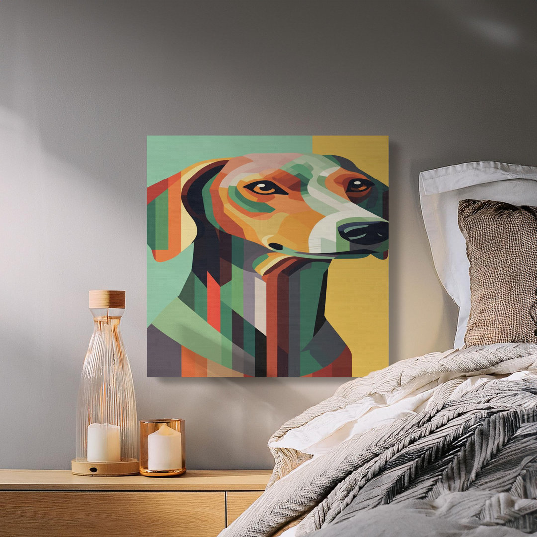 Modern Hound Canvas Wall Art, Abstract Dog Print, Gallery Wrapped, Ready to Hang, Archival Quality, Dog Lover Gift, Home Decor, Statement