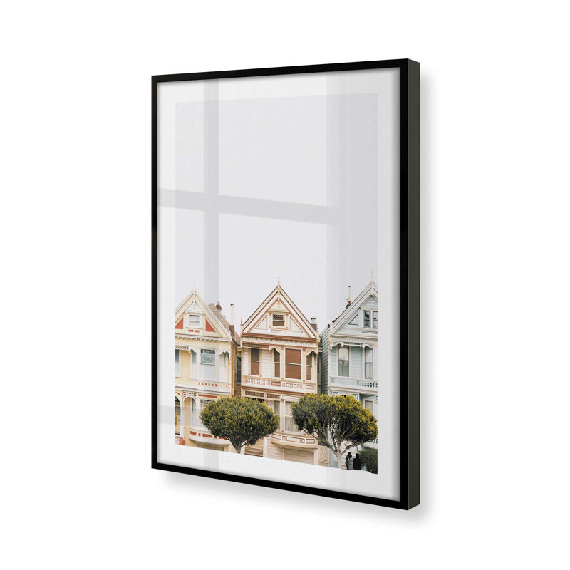 Imprimé fantaisiste architectural, H 25 po x l 19 po x P 1,25 po, Cadre noir satiné