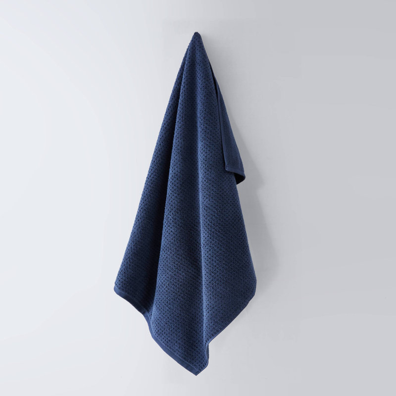 Dark Blue Cotton Textured Hand Washcloth Set of Six