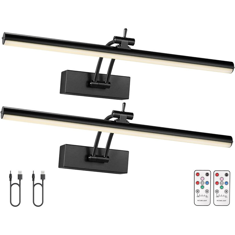 16'' Dimmable Wall Mount Picture Light with Remote, Black