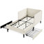 Lit simple réglable beige avec 2 tiroirs de rangement, rembourré pour la chambre à coucher, design moderne, assise confortable, lit en velours convertible en eucalyptus et cadre, surface douce, renforcé
