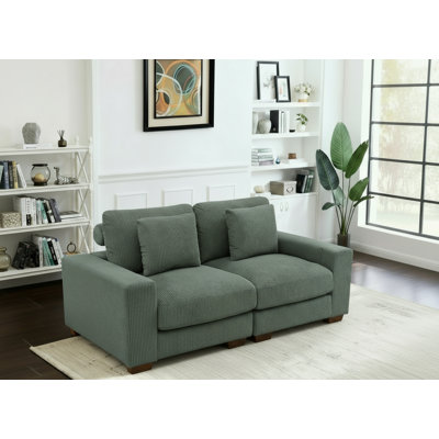 Corduroy Double Armrests Living Room 2-Piece Sofa
