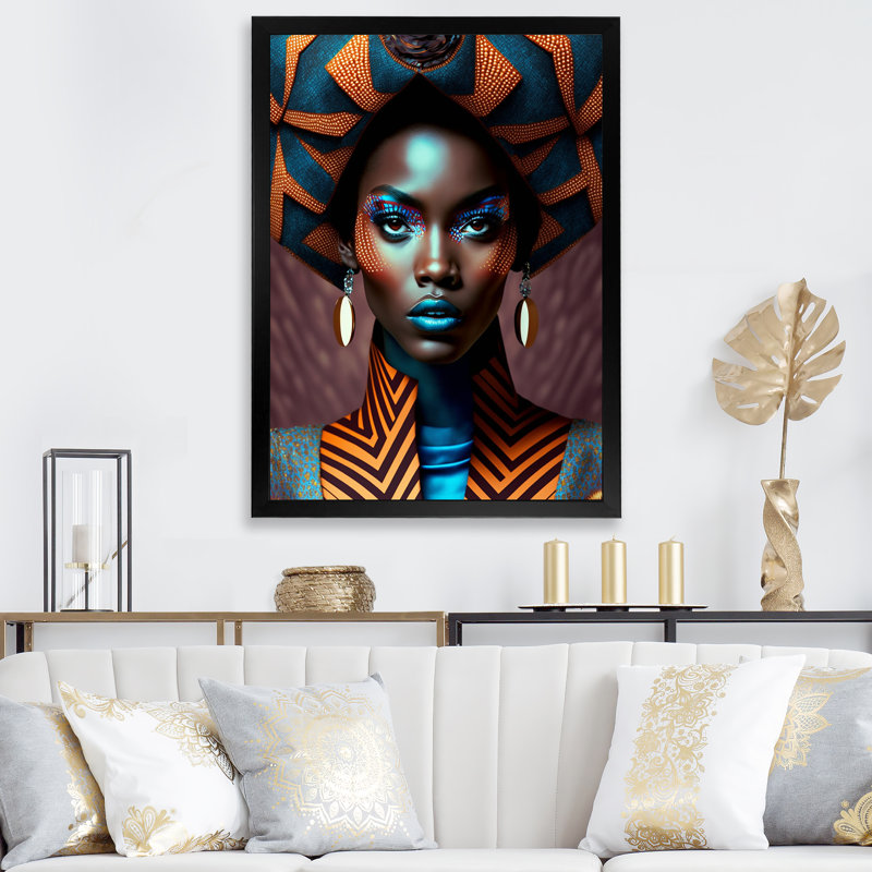 Art mural africain sur toile Avant-Garde Elegant, Cadre photo noir, H 20 po x l 12 po x P 1 po