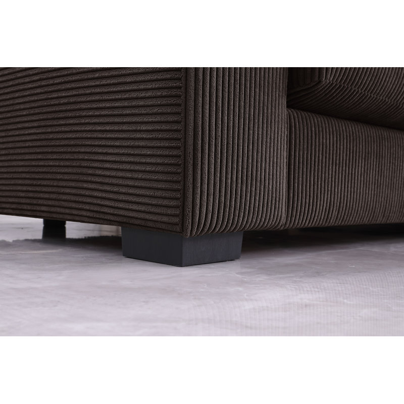 Frank Corduroy Upholstered Sectional, Dark Chocolate Conrduroy