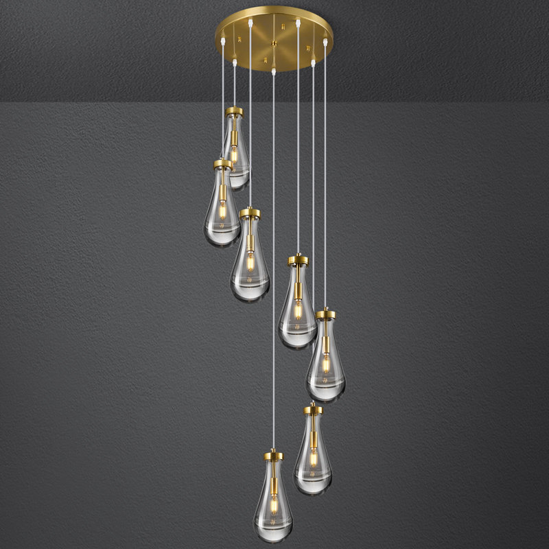 Luminaires suspendus Raindrop pour îlot de cuisine Luminaires suspendus en forme de goutte d'eau en verre transparent pour salle à manger, porche, couloir, salon