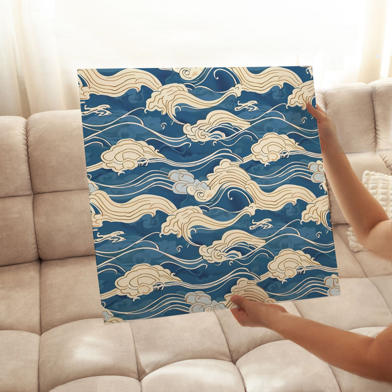 Plage et bord de mer japonais Kanagawa Wave IV, reproduction d'art non encadrée, H 18 po x l 18 po