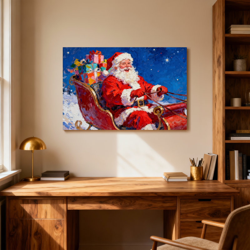 Père Noël en traîneau avec cadeaux de Noël, H 24 po x l 36 po