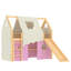 Lit mezzanine simple avec rebords et tentes, lit mezzanine en bois massif avec échelles et glissade, design chic avec lumières, aucun sommier nécessaire, naturel + rose-1242223348