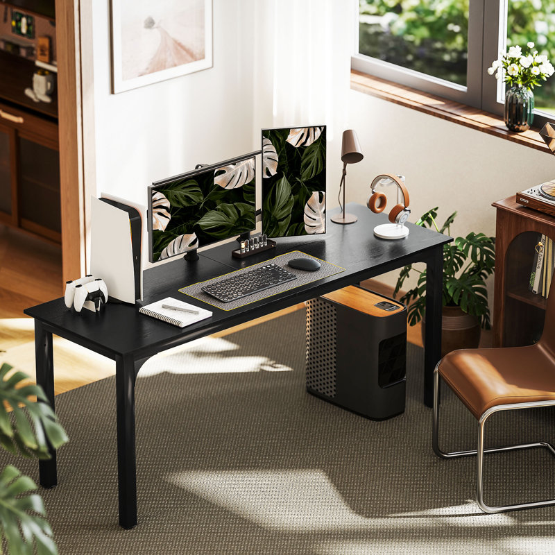 Large Computer Desk, 70.9" Long Home Office Desk for Two Person for Home Office Study, Rustic Brown,wood, Black