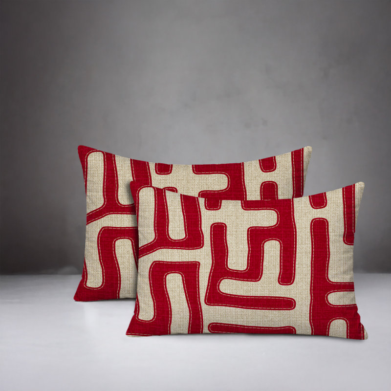 Oreiller réversible intérieur / extérieur Tiwa, 25 x 18, Rouge