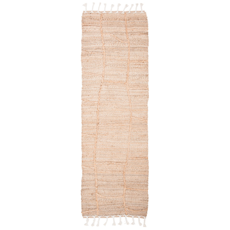Tapis de couleur unie en jute naturel tissé à la main Digiacomo, Tapis de couloir 2 pi 3 po x 6 pi