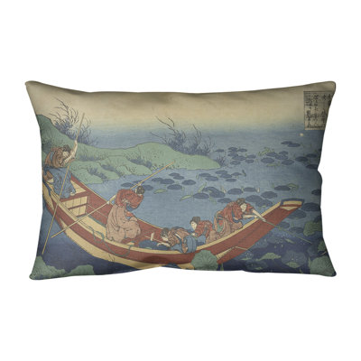 Katsushika Hokusai Outdoor Reversible Throw Pillow
