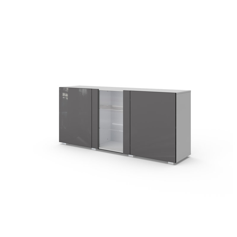 160cm Sideboard, White/Grey Gloss