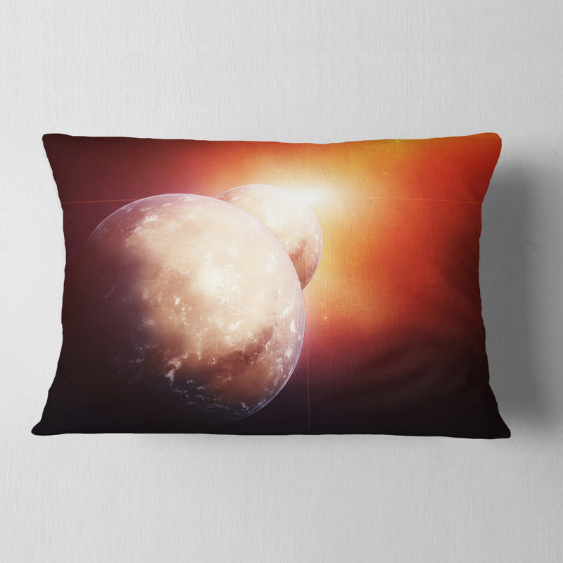 Planets with Rising Star - Abstract Printed Throw Pillow