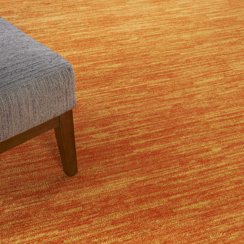 Mullican Sandy Solid Sunburst Orange Easy Care Indoor/Outdoor Area Rug, Rectangle 9' x 12'