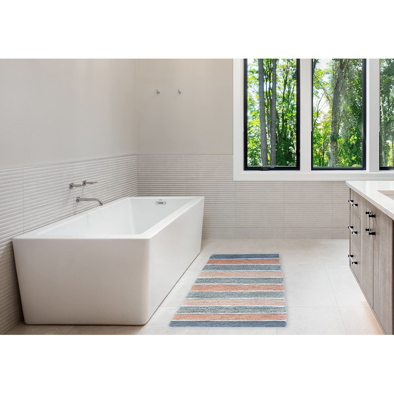 Tapis pour salle de bain Cervantez, Gris/Rosé, L 24 po x L 60 po