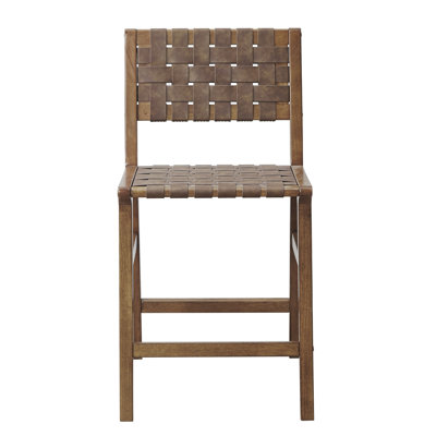Oslo 24"H Faux Leather Woven Counter Stool