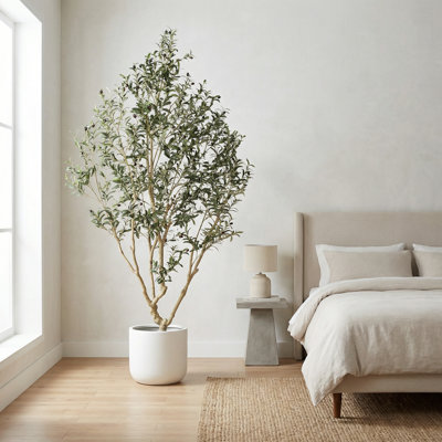 8ft Faux Olive Tree in Pot, Artificial Olive Plants for Home & Office Decor
