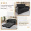 2 Seater Convertible Chenille Sofa Bed with Storage-1313392762