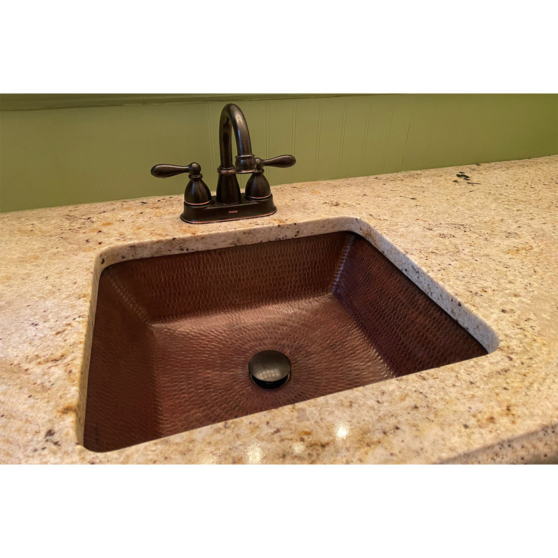 19" Rectangle Under Counter Hammered Copper Bathroom Sink, Oil Rubbed Bronze