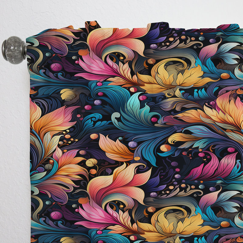 Celestial Whispers Paisley Motif II - Rideau floral - Rideau floral obscurcissant - 1 panneau, L 52 po x L 90 po