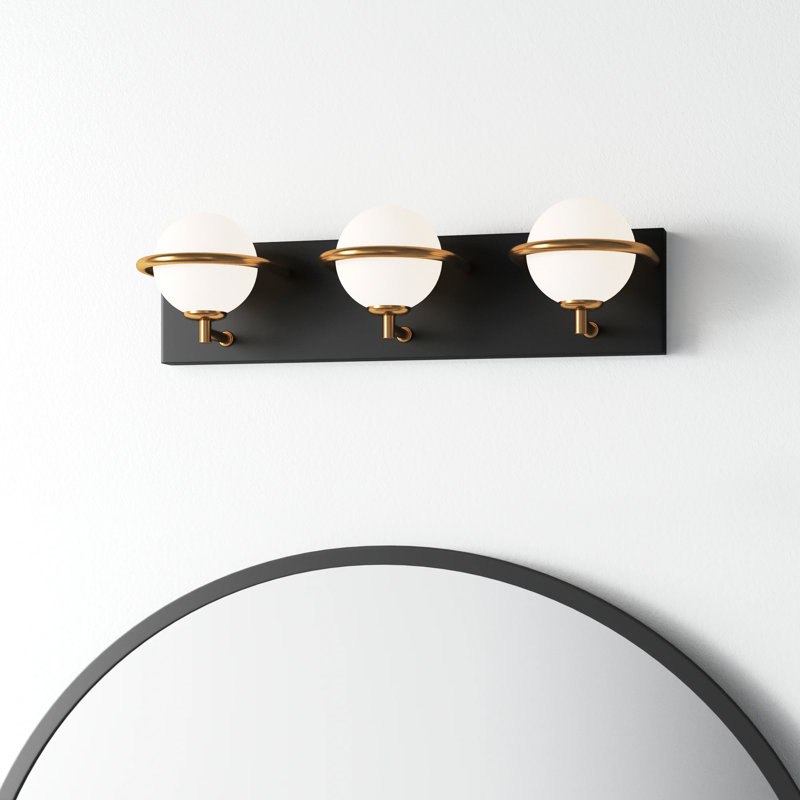 Bertram 3-Light Dimmable Steel Vanity Light with Frosted Globe Shades