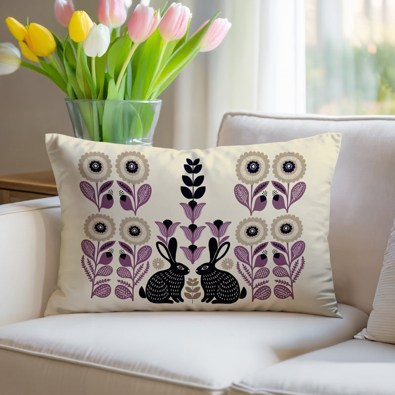 Coussin lombaire réversible intérieur / extérieur Lexa Rabbit, Mauve, Rectangle H 18 po x l 25 po