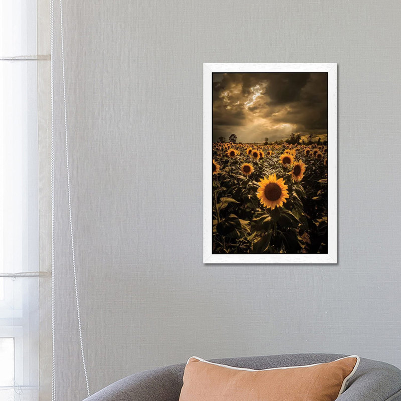Sunflowers 1 Piece Wall Art on Canvas, 101.6 cm H x 66.04 cm W, White Floater Framed