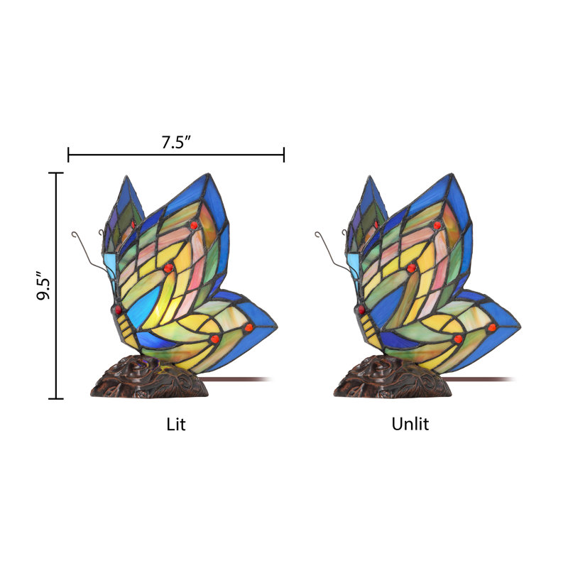 Liliana 9.5"H Butterfly Stained Glass Accent Lamp