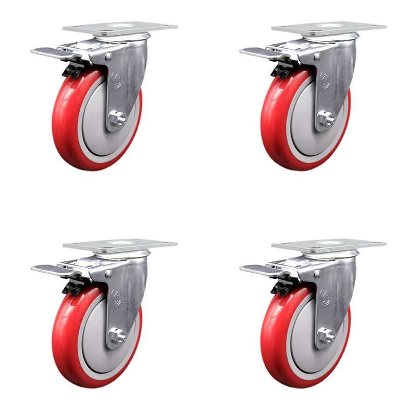 Ensemble de roulettes pivotantes Cambro, Rouge