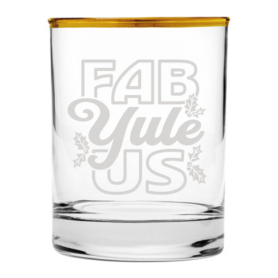 Fab-Yule-Us Gold Rimmed Rocks Glas (Set of 2)