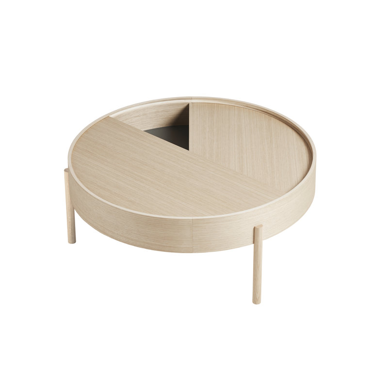 Arc Coffe Table, 15" H x 35" L x 35" W, White Pigmented Lacquered Ash