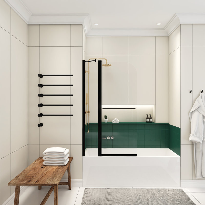 34'' - W x 56'' H Door Semi-Frameless Tub Door with Clear Glass