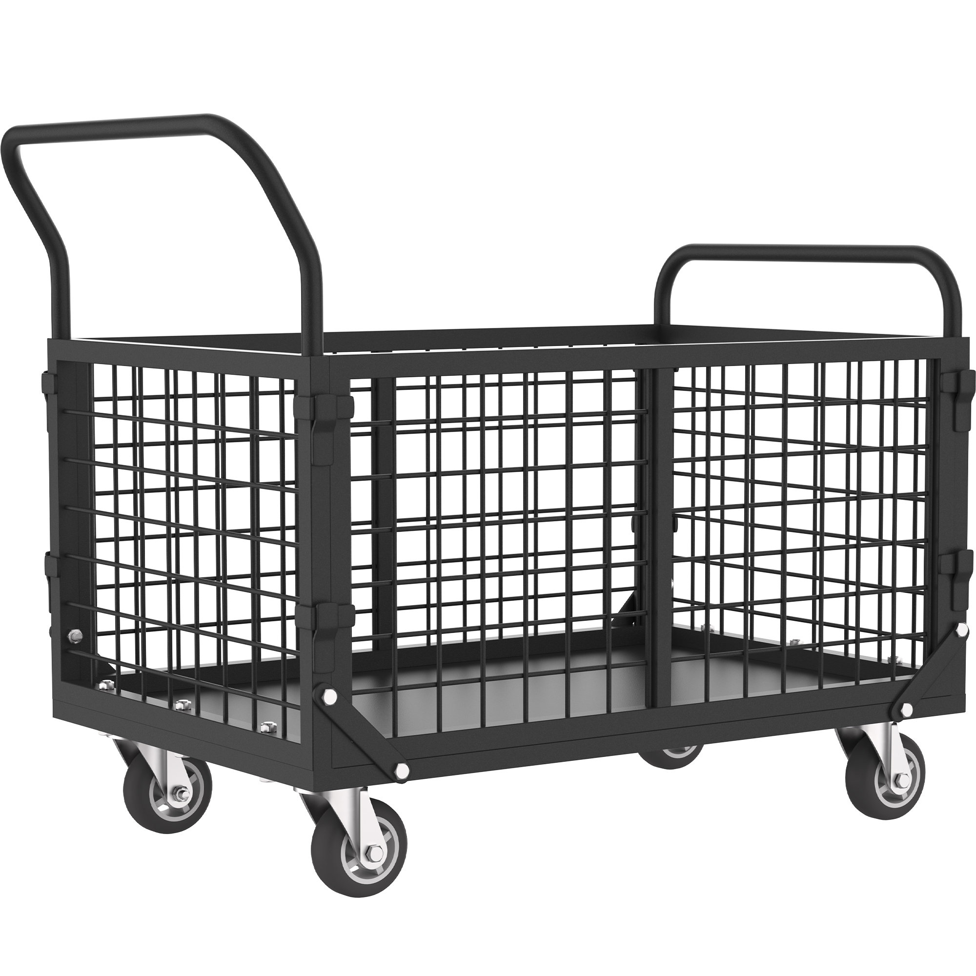 Meldevo Platform Truck Cart with Cage,5-in-1 Collapsible Platform Truck ...
