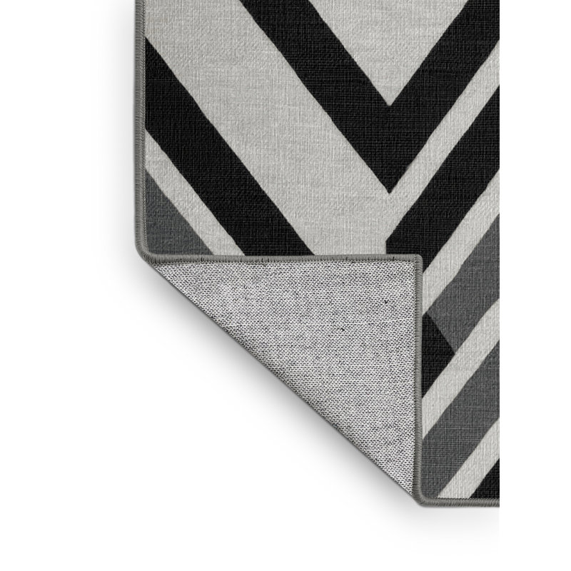  Tapis lavable rayé gris clair graphite, Rectangle 3 pi x 5 pi