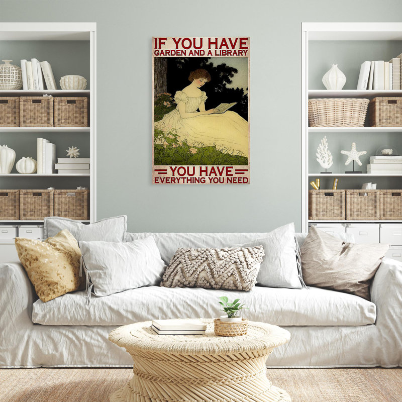 "If You Have Garden And A Library" - 1 pièce, impression rectangulaire sur toile If You Have Garden And A Library