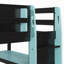 Lit mezzanine simple en bois avec bureau, support de rangement latéral, tablettes multiples et lumière RVB-133663743