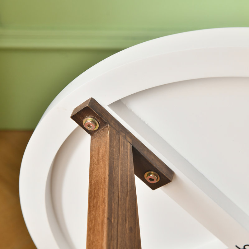 Table de bout ronde en bois à pieds croisés avec plateau lisse et base robuste à quatre pieds Jahey, 2