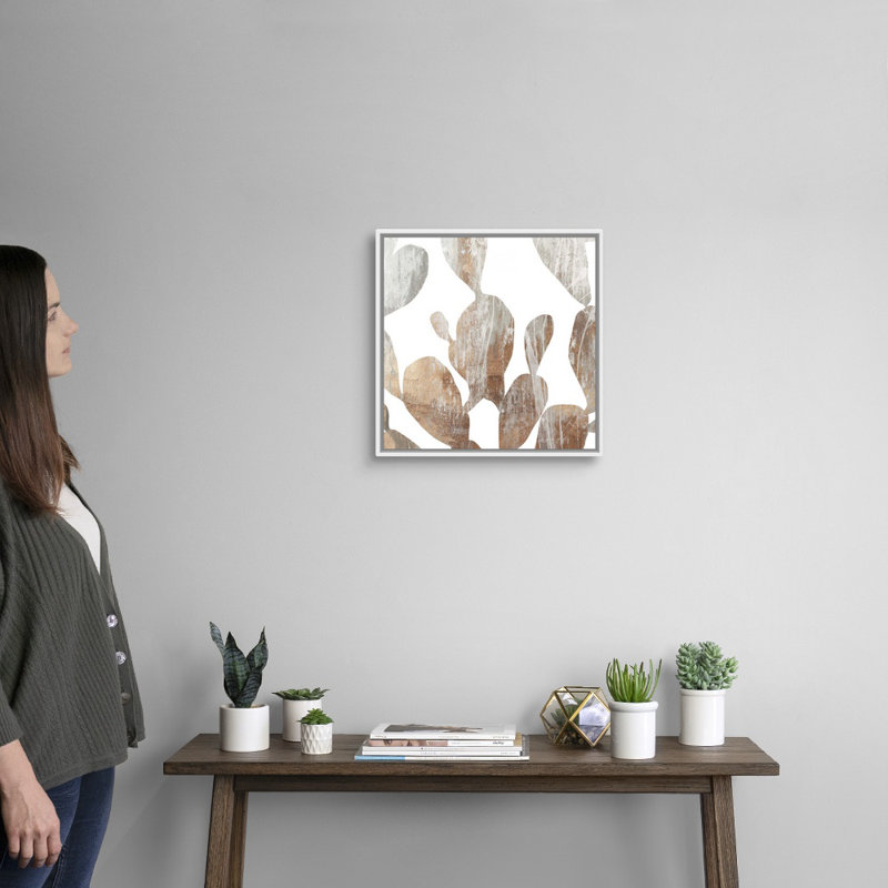 Feuillage en marbre II-impression sur toile, Cadre blanc, H 18 po x l 18 po x P 1,75 po