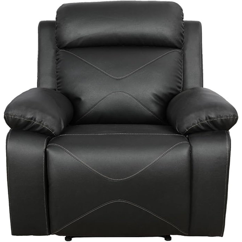 Fauteuil inclinable en similicuir de 40,5 po Evany, Noir
