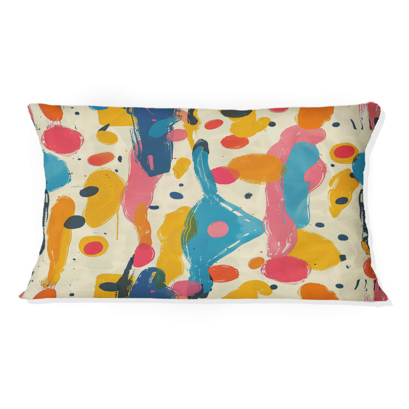 Coussin lombaire jaune Mid-Century