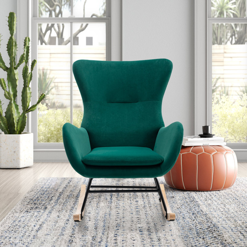 Chaise berçante Edsol, Velours vert