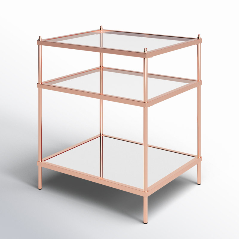 Glass Top End Table, Rose Gold